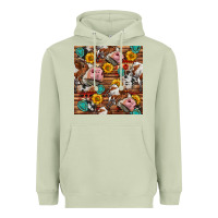Matcha cow and western seamless pattern Heavyweight Hoodie - BundleAndBundleShop