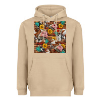 Mushroom cow and western seamless pattern Heavyweight Hoodie - BundleAndBundleShop