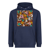 Navy cow and western seamless pattern Heavyweight Hoodie - BundleAndBundleShop