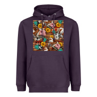 Plum cow and western seamless pattern Heavyweight Hoodie - BundleAndBundleShop