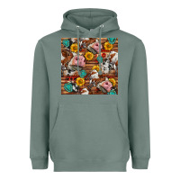 Sage cow and western seamless pattern Heavyweight Hoodie - BundleAndBundleShop