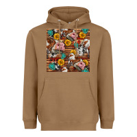 Toasted Coconut cow and western seamless pattern Heavyweight Hoodie - BundleAndBundleShop