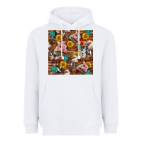 White cow and western seamless pattern Heavyweight Hoodie - BundleAndBundleShop