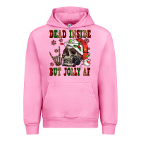 Fuchsia Pink Dead inside but jolly af Urban Hoodie - NancyCooperArtShop