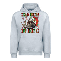 Heather Grey Dead inside but jolly af Urban Hoodie - NancyCooperArtShop