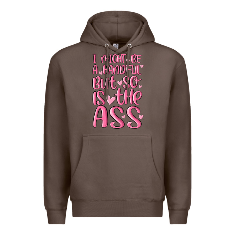 I Might Be A Handful But So Is This Ass Premium Hoodie by MaliasSmallBusiness | Teevron