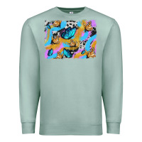 Seafoam easter butterfly with glitter and cowhide  background Premium Sweatshirt - Artiststas