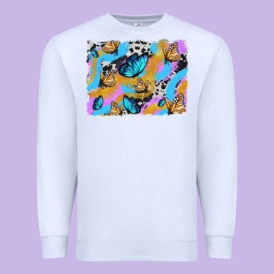 Easter Butterfly With Glitter And Cowhide  Background Premium Sweatshirt Designed By Artiststas