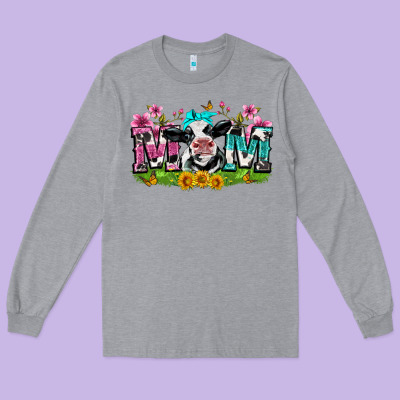 Mom With Cow Long Sleeve Tee Designed By Zillion Design Studio