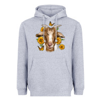 Heather Grey sunflower goat Heavyweight Hoodie - Jasminsmagicworld