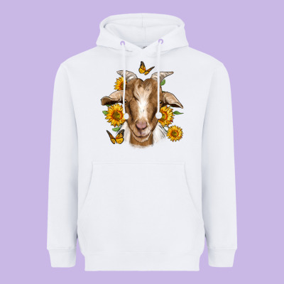 Sunflower Goat Heavyweight Hoodie Designed By Jasminsmagicworld