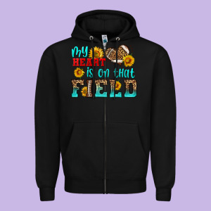 My Heart Is On That Field American Football Zipper Hoodie Designed By Hra Design Shop