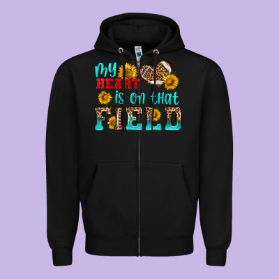 My Heart Is On That Field American Football Zipper Hoodie Designed By Hra Design Shop