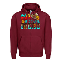 Burgundy my heart is on that field american football Zipper Hoodie - HRA Design Shop