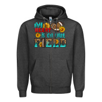 Charcoal Heather my heart is on that field american football Zipper Hoodie - HRA Design Shop