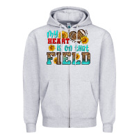 Heather Grey my heart is on that field american football Zipper Hoodie - HRA Design Shop