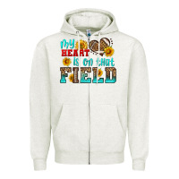 Oatmeal Heather my heart is on that field american football Zipper Hoodie - HRA Design Shop
