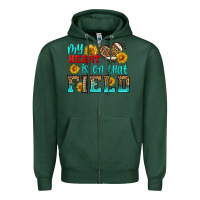 Sports Green my heart is on that field american football Zipper Hoodie - HRA Design Shop