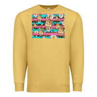 Antique Gold easter bunny with daisy and turquoise cowhide leopard  background Premium Sweatshirt - Artiststas