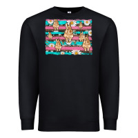 Black easter bunny with daisy and turquoise cowhide leopard  background Premium Sweatshirt - Artiststas