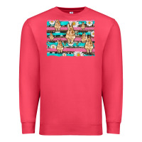 Cardinal easter bunny with daisy and turquoise cowhide leopard  background Premium Sweatshirt - Artiststas
