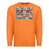 Carrot easter bunny with daisy and turquoise cowhide leopard  background Premium Sweatshirt - Artiststas