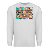 Dove Grey easter bunny with daisy and turquoise cowhide leopard  background Premium Sweatshirt - Artiststas