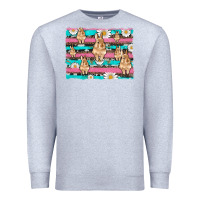 Heather Grey easter bunny with daisy and turquoise cowhide leopard  background Premium Sweatshirt - Artiststas