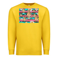 Lemon easter bunny with daisy and turquoise cowhide leopard  background Premium Sweatshirt - Artiststas