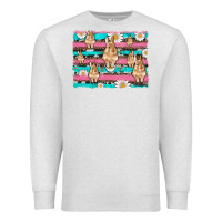 Oatmeal Heather easter bunny with daisy and turquoise cowhide leopard  background Premium Sweatshirt - Artiststas
