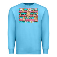 Ocean Blue easter bunny with daisy and turquoise cowhide leopard  background Premium Sweatshirt - Artiststas
