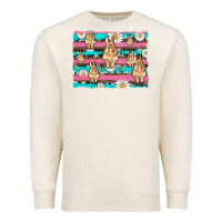 Sandshell easter bunny with daisy and turquoise cowhide leopard  background Premium Sweatshirt - Artiststas
