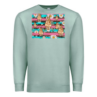 Seafoam easter bunny with daisy and turquoise cowhide leopard  background Premium Sweatshirt - Artiststas