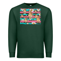 Sports Green easter bunny with daisy and turquoise cowhide leopard  background Premium Sweatshirt - Artiststas