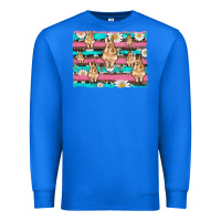 True Royal easter bunny with daisy and turquoise cowhide leopard  background Premium Sweatshirt - Artiststas
