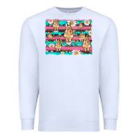 White easter bunny with daisy and turquoise cowhide leopard  background Premium Sweatshirt - Artiststas