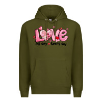 Army Green love all day every day Premium Hoodie - MaliasSmallBusiness