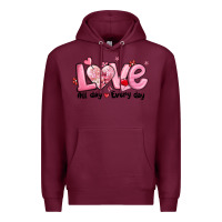 Burgundy love all day every day Premium Hoodie - MaliasSmallBusiness