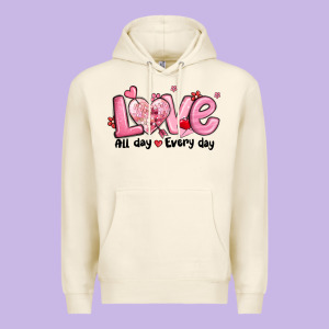 Love All Day Every Day Premium Hoodie Designed By Maliassmallbusiness