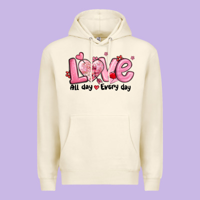 Love All Day Every Day Premium Hoodie Designed By Maliassmallbusiness
