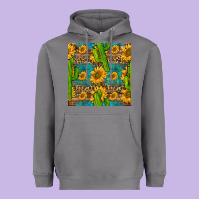 Sunflower And Cactus Seamless Pattern Heavyweight Hoodie Designed By Bundleandbundleshop