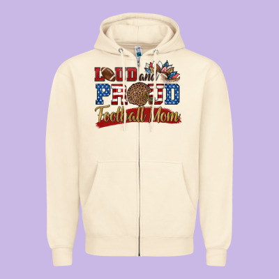 Loud And Proud Football Mom Zipper Hoodie Designed By Hra Design Shop