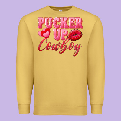Pucker Up Cowboy Premium Sweatshirt Designed By Adodesignshop