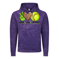 Cloud Purple peace love softball Vintage Hoodie - AdoDesignShop