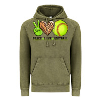 Vintage Olive peace love softball Vintage Hoodie - AdoDesignShop