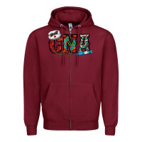 Burgundy cna Zipper Hoodie - CowhideDigitalArt