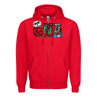 Red cna Zipper Hoodie - CowhideDigitalArt