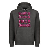 Charcoal Heather you are worthy you are beautiful Premium Hoodie - MaliasSmallBusiness