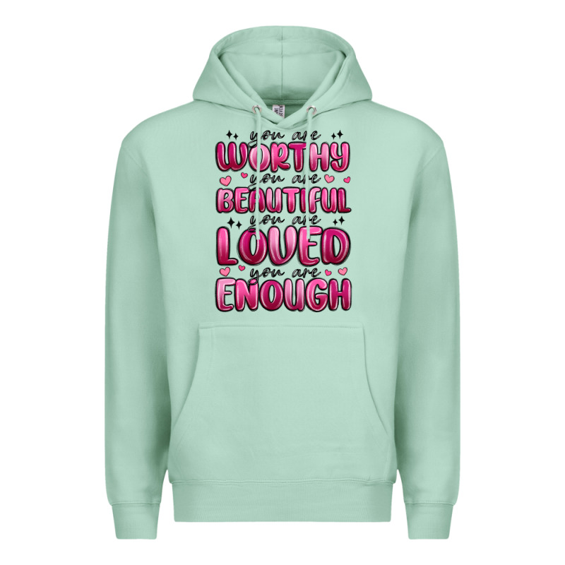 You Are Worthy You Are Beautiful Premium Hoodie by MaliasSmallBusiness | Teevron