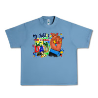 Pebble Blue my child is non verbal but his dad aint afro hand Urban Heavy Tee - RanaPortraitStore